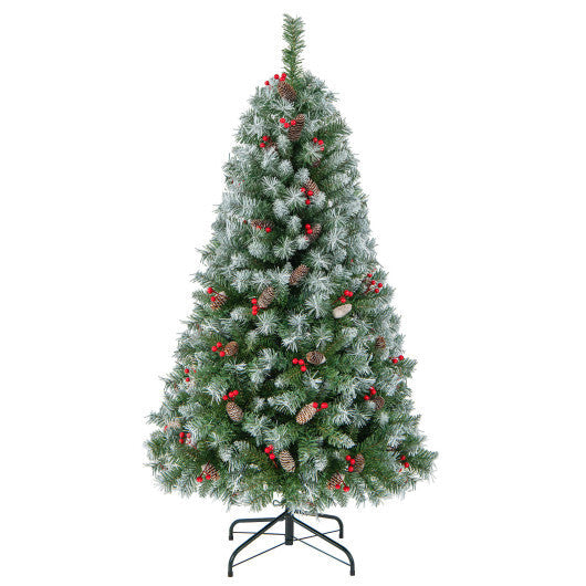 Hinged Christmas Tree with 450 PVC Branch Tips and 200 Warm White LED Lights-6.5 ft