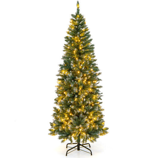 6 Feet Pre-Lit Artificial Christmas Tree with  618 Snowy Branch Tips LuxuryLifeWay Online Store