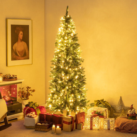 6 Feet Pre-Lit Artificial Christmas Tree with  618 Snowy Branch Tips LuxuryLifeWay Online Store