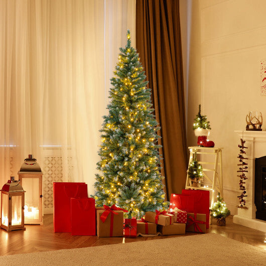 6 Feet Pre-Lit Artificial Christmas Tree with  618 Snowy Branch Tips LuxuryLifeWay Online Store
