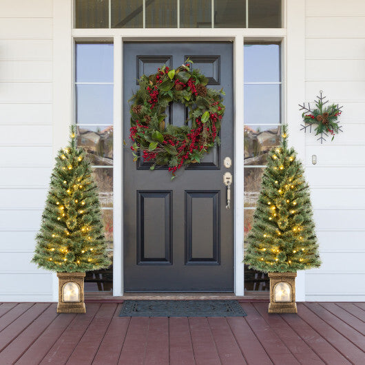 4 Feet Pre-Lit Potted Christmas Tree Pine Needles LuxuryLifeWay Online Store