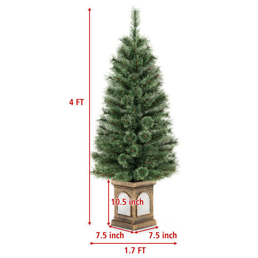 4 Feet Pre-Lit Potted Christmas Tree Pine Needles LuxuryLifeWay Online Store