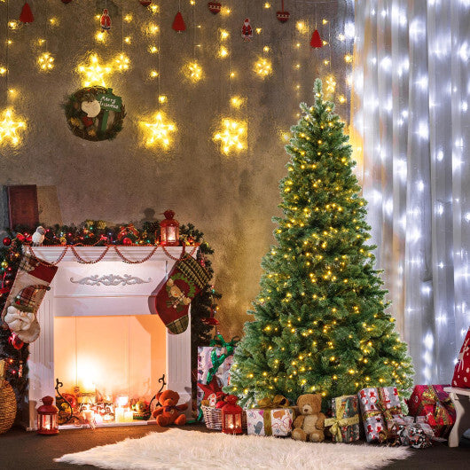 6/7/8 Feet Hinged Christmas Tree with PVC Branch Tips Warm White LED Lights-7 ft LuxuryLifeWay Online Store