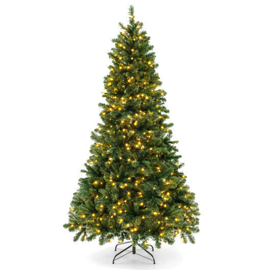 6/7/8 Feet Hinged Christmas Tree with PVC Branch Tips Warm White LED Lights-7 ft LuxuryLifeWay Online Store