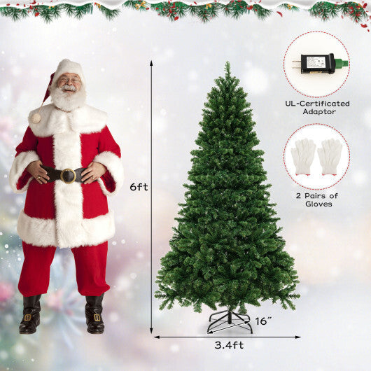 6/7/8 Feet Hinged Christmas Tree with PVC Branch Tips Warm White LED Lights-7 ft LuxuryLifeWay Online Store