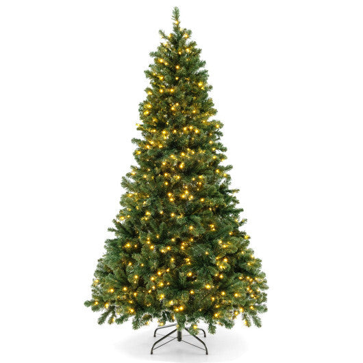 6/7/8 Feet Hinged Christmas Tree with PVC Branch Tips Warm White LED Lights-7 ft LuxuryLifeWay Online Store