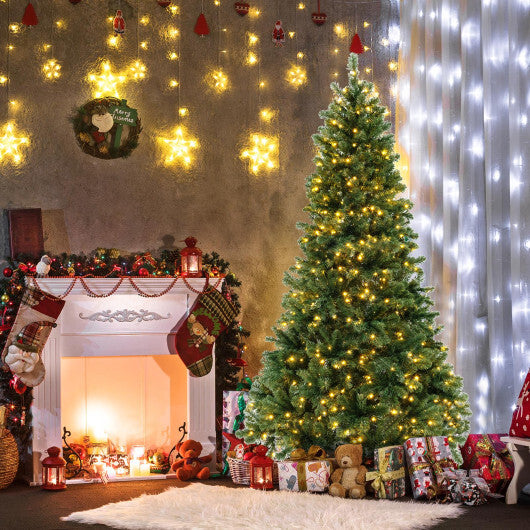 6/7/8 Feet Hinged Christmas Tree with PVC Branch Tips Warm White LED Lights-7 ft LuxuryLifeWay Online Store