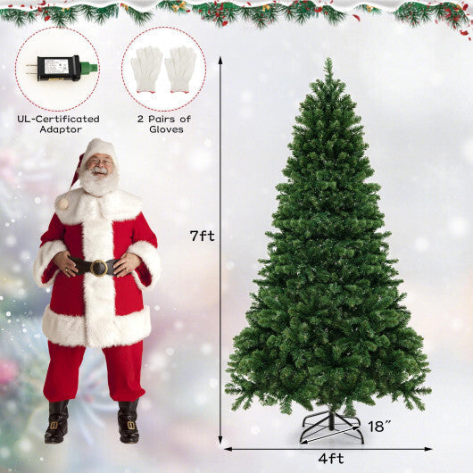 6/7/8 Feet Hinged Christmas Tree with PVC Branch Tips Warm White LED Lights-7 ft LuxuryLifeWay Online Store