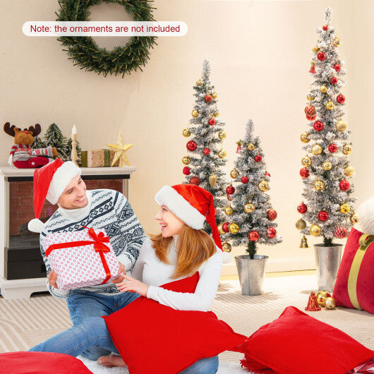 Set of 3 Potted Artificial Christmas Tree Snow-Flocked LuxuryLifeWay Online Store