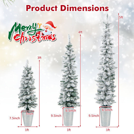 Set of 3 Potted Artificial Christmas Tree Snow-Flocked LuxuryLifeWay Online Store