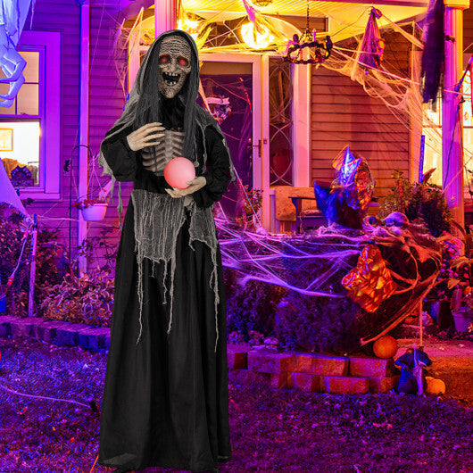 6ft Halloween Animatronics Standing Witch with Light Up Eyes and Magical Ball LuxuryLifeWay Online Store