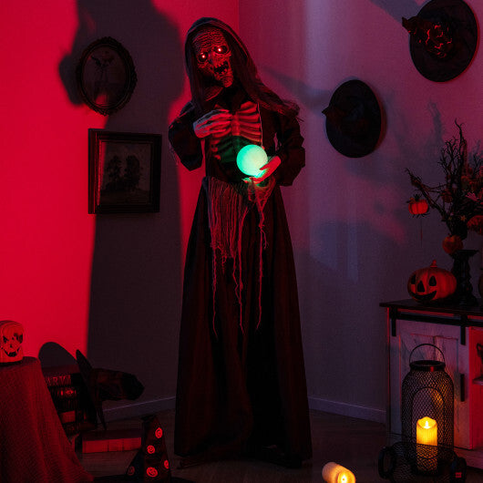 6ft Halloween Animatronics Standing Witch with Light Up Eyes and Magical Ball LuxuryLifeWay Online Store