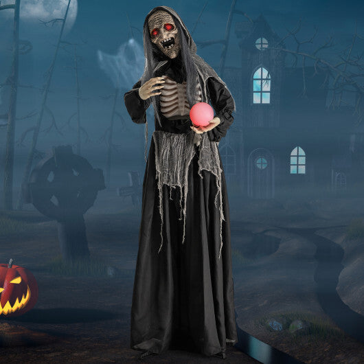 6ft Halloween Animatronics Standing Witch with Light Up Eyes and Magical Ball LuxuryLifeWay Online Store