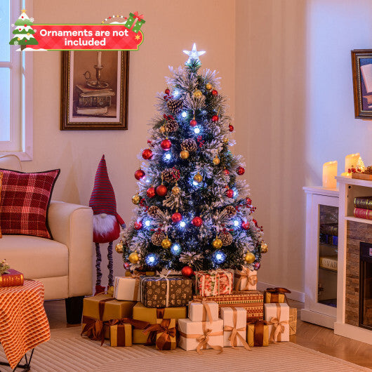 6 FT Flocked Christmas Tree with 8 Lighting Modes