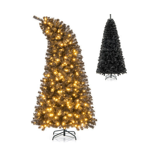 6/7 FT Artificial Christmas Tree with Bendable Top Section and Warm Light-6 FT