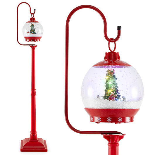 68 Inch Festive Musical Christmas Street Lamp Post with Snow Globe Lantern-Red LuxuryLifeWay Online Store