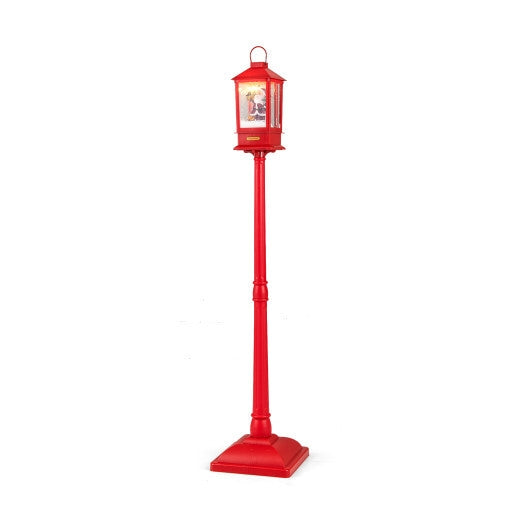 61 Inch Christmas Musical Street Lamp Post with Detachable Snow Globe Lantern-Red LuxuryLifeWay Online Store