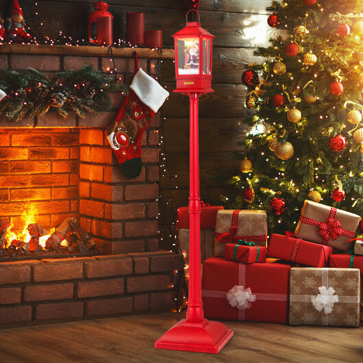 61 Inch Christmas Musical Street Lamp Post with Detachable Snow Globe Lantern-Red LuxuryLifeWay Online Store