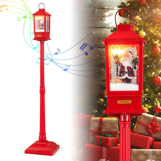 61 Inch Christmas Musical Street Lamp Post with Detachable Snow Globe Lantern-Red LuxuryLifeWay Online Store