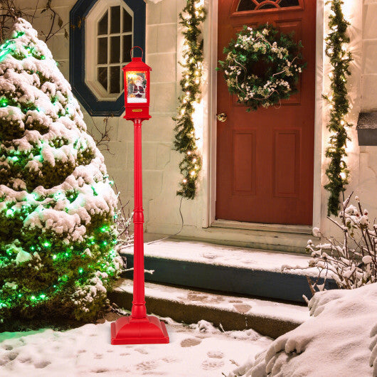 61 Inch Christmas Musical Street Lamp Post with Detachable Snow Globe Lantern-Red LuxuryLifeWay Online Store