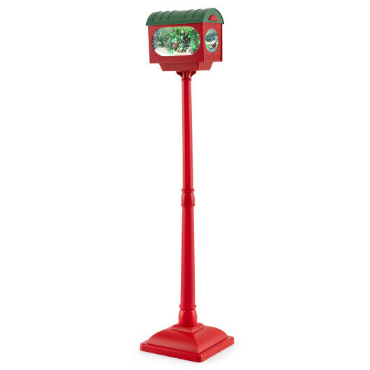 59 Inch Christmas Street Lamp with Sound-Activated Snow Globe Lantern-Red LuxuryLifeWay Online Store