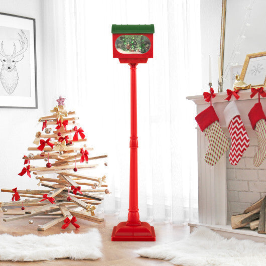 59 Inch Christmas Street Lamp with Sound-Activated Snow Globe Lantern-Red LuxuryLifeWay Online Store