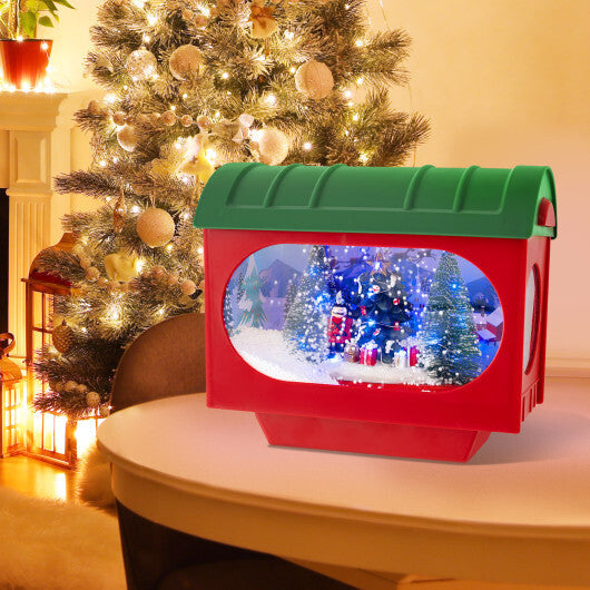 59 Inch Christmas Street Lamp with Sound-Activated Snow Globe Lantern-Red LuxuryLifeWay Online Store