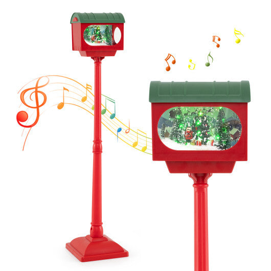 59 Inch Christmas Street Lamp with Sound-Activated Snow Globe Lantern-Red LuxuryLifeWay Online Store