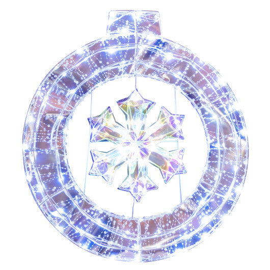 33 Inch Lighted Snowflake Wreath with Hanging Ring and Support Bracket LuxuryLifeWay Online Store