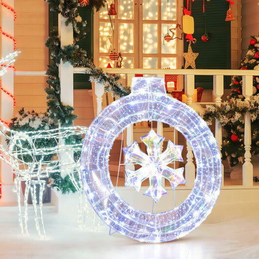 33 Inch Lighted Snowflake Wreath with Hanging Ring and Support Bracket LuxuryLifeWay Online Store