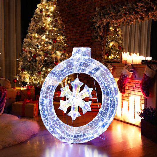 33 Inch Lighted Snowflake Wreath with Hanging Ring and Support Bracket LuxuryLifeWay Online Store