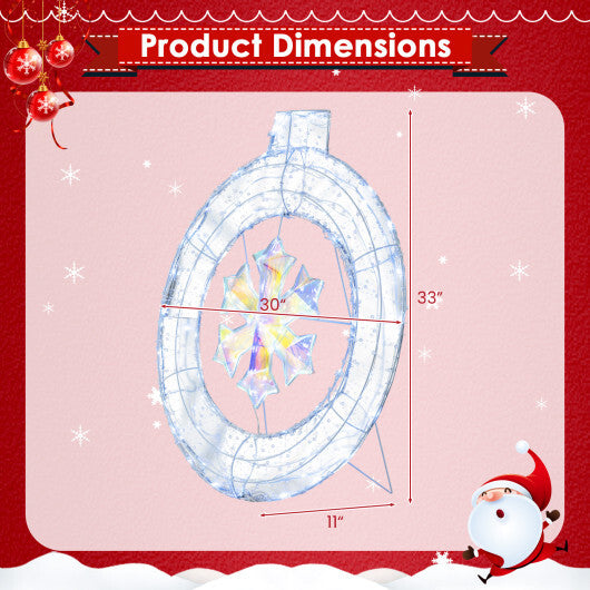 33 Inch Lighted Snowflake Wreath with Hanging Ring and Support Bracket LuxuryLifeWay Online Store