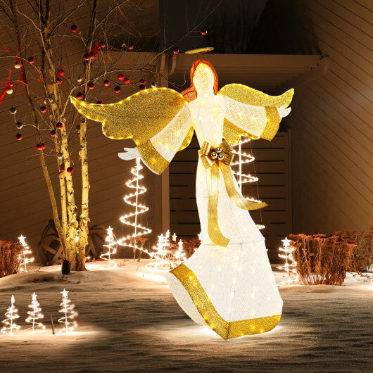 5.2 Feet Christmas Pre-Lit Angel with Halo Wings and 180 Warm White LED Lights LuxuryLifeWay Online Store