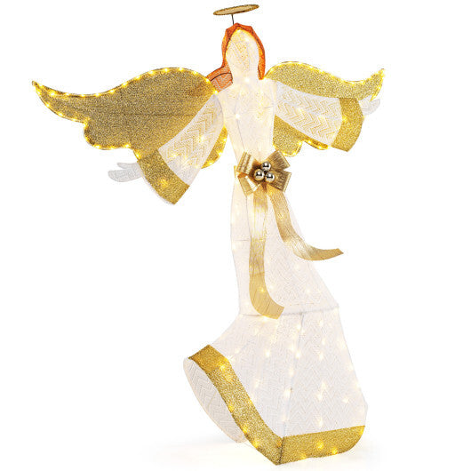 5.2 Feet Christmas Pre-Lit Angel with Halo Wings and 180 Warm White LED Lights LuxuryLifeWay Online Store