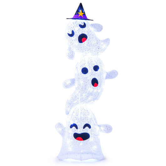 4 FT Lighted Standing Halloween Decoration Stacked Ghosts with 120 LED Lights LuxuryLifeWay Online Store