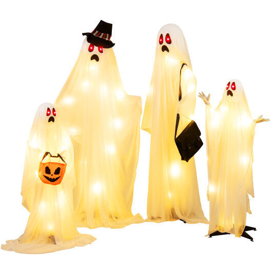 4 PCS Halloween Light up White Cloth Ghost Family with Red and Warm White LED Lights LuxuryLifeWay Online Store