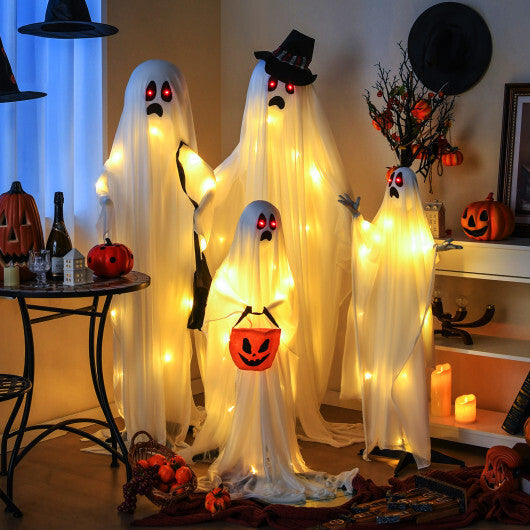 4 PCS Halloween Light up White Cloth Ghost Family with Red and Warm White LED Lights LuxuryLifeWay Online Store