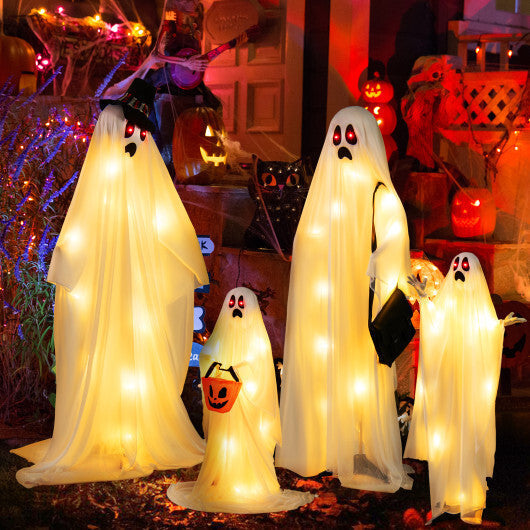 4 PCS Halloween Light up White Cloth Ghost Family with Red and Warm White LED Lights LuxuryLifeWay Online Store