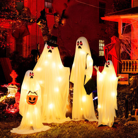 4 PCS Halloween Light up White Cloth Ghost Family with Red and Warm White LED Lights LuxuryLifeWay Online Store