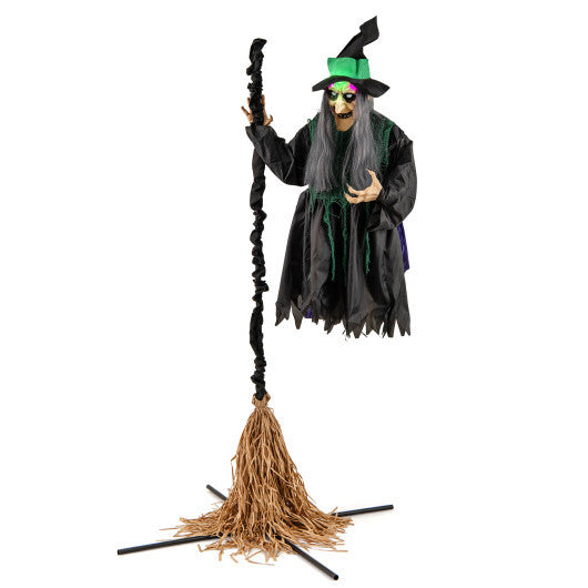 7 Feet Witch on Broom Halloween Animatronic with LED Lights LuxuryLifeWay Online Store
