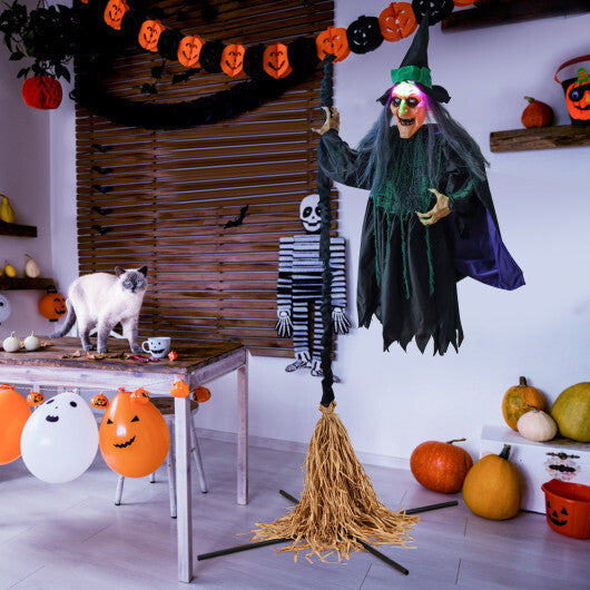 7 Feet Witch on Broom Halloween Animatronic with LED Lights LuxuryLifeWay Online Store