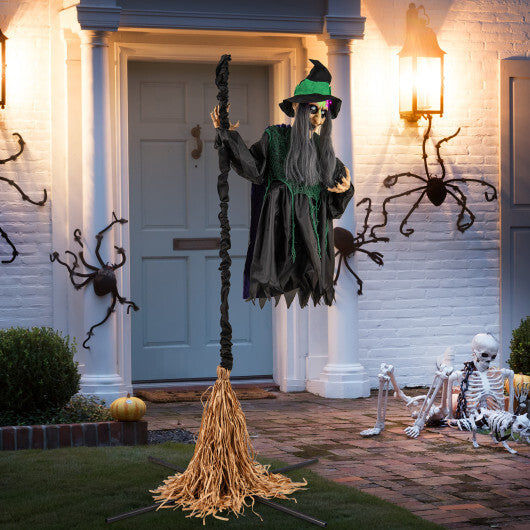 7 Feet Witch on Broom Halloween Animatronic with LED Lights LuxuryLifeWay Online Store