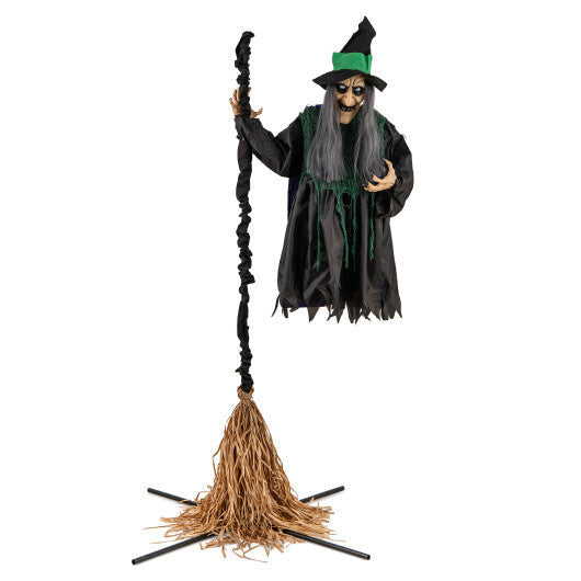7 Feet Witch on Broom Halloween Animatronic with LED Lights LuxuryLifeWay Online Store