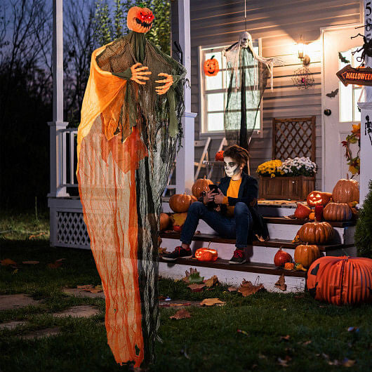 6 Feet Hanging Pumpkin Ghost with Red Glowing Eyes and Bendable Arms LuxuryLifeWay Online Store