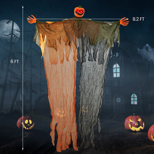 6 Feet Hanging Pumpkin Ghost with Red Glowing Eyes and Bendable Arms LuxuryLifeWay Online Store