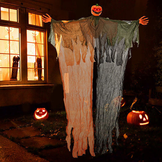 6 Feet Hanging Pumpkin Ghost with Red Glowing Eyes and Bendable Arms LuxuryLifeWay Online Store