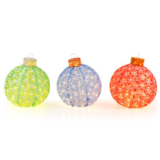 3-Piece Pre-Lit Pop up Christmas Ball Set with Warm White LED Lights LuxuryLifeWay Online Store