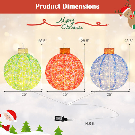 3-Piece Pre-Lit Pop up Christmas Ball Set with Warm White LED Lights LuxuryLifeWay Online Store