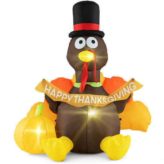 5 FT Inflatable Turkey with Pumpkin and LED Lights for Indoor Party LuxuryLifeWay Online Store