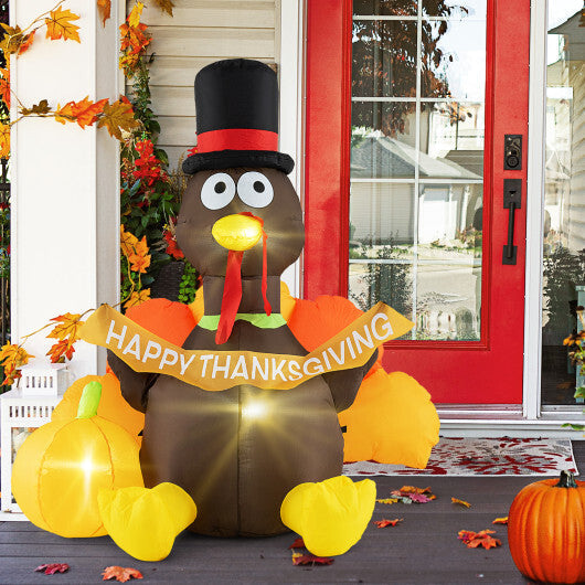 5 FT Inflatable Turkey with Pumpkin and LED Lights for Indoor Party LuxuryLifeWay Online Store